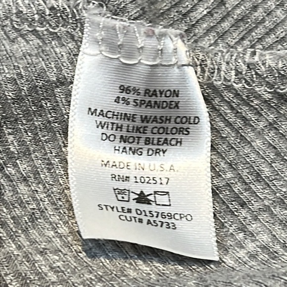 SOPRANO Ribbed Knit Cold Shoulder Faux Wrap Tulip Hem Dress Heather Gray - Picture 5 of 6